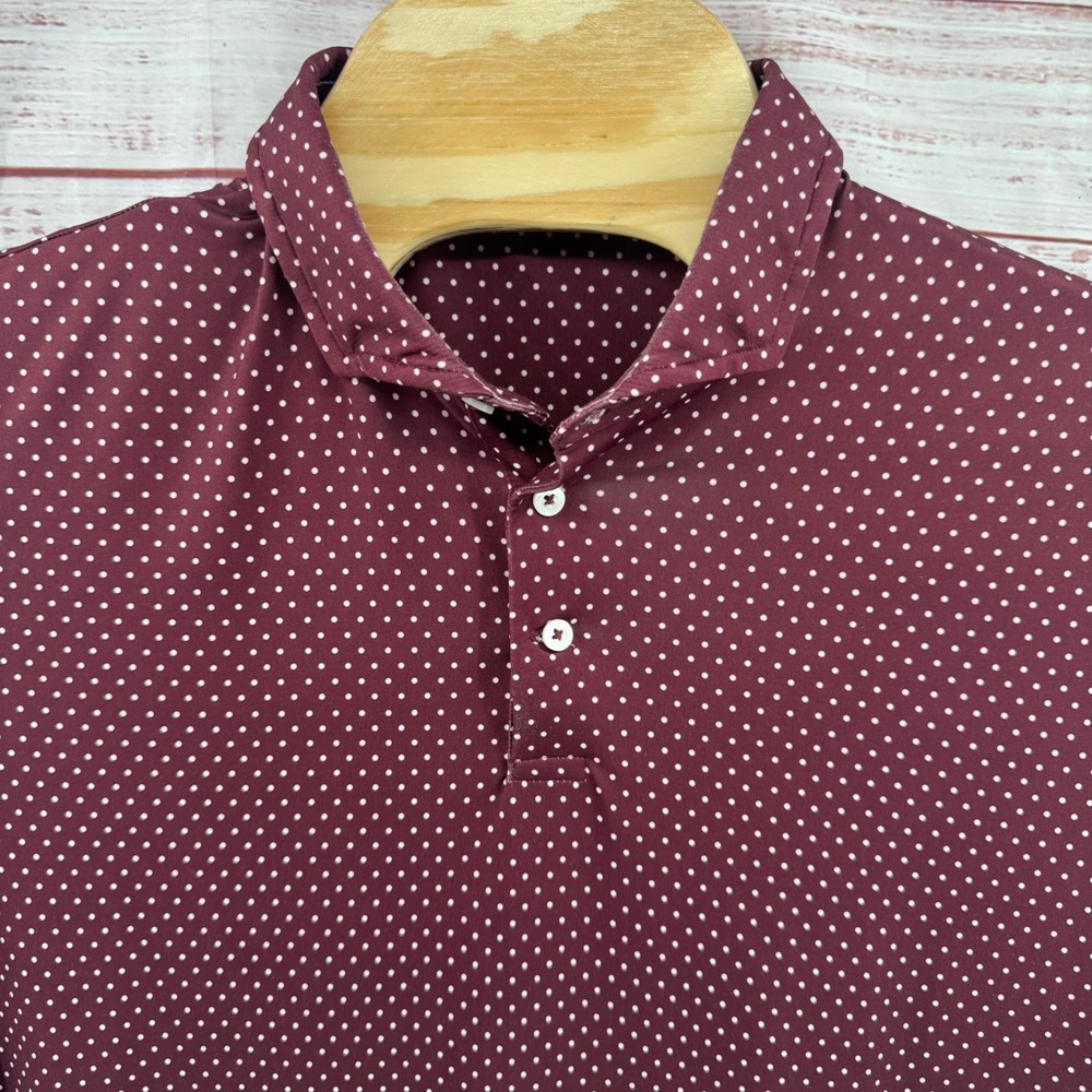 RLX Ralph Lauren‎ Polo Shirt Mens Large Polka Dot Golf Burgundy Performance